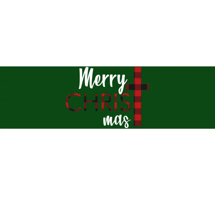 Merry Christmas Plaided Cross Bumper Sticker