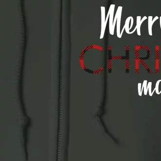 Merry Christmas Plaided Cross Full Zip Hoodie