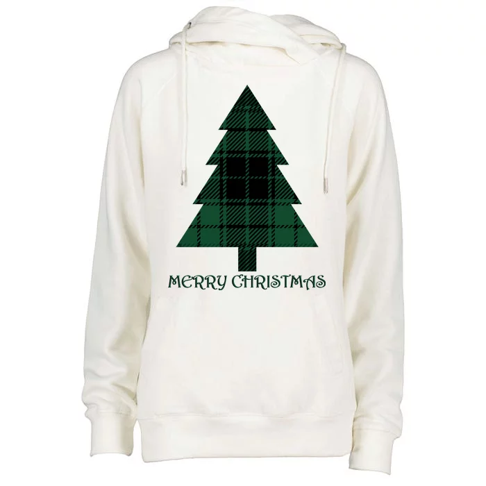 Merry Christmas Plaited Tree Womens Funnel Neck Pullover Hood