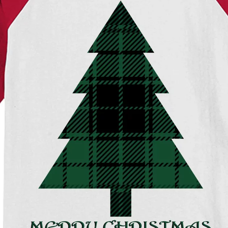 Merry Christmas Plaited Tree Kids Colorblock Raglan Jersey