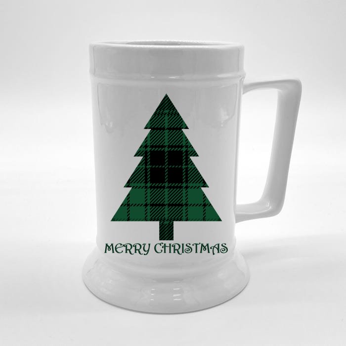 Merry Christmas Plaited Tree Front & Back Beer Stein