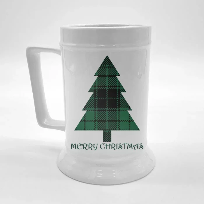 Merry Christmas Plaited Tree Front & Back Beer Stein