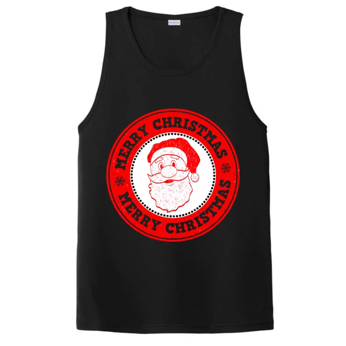 Merry Christmas Santa Claus Distressed Stamp of Approval Performance Tank