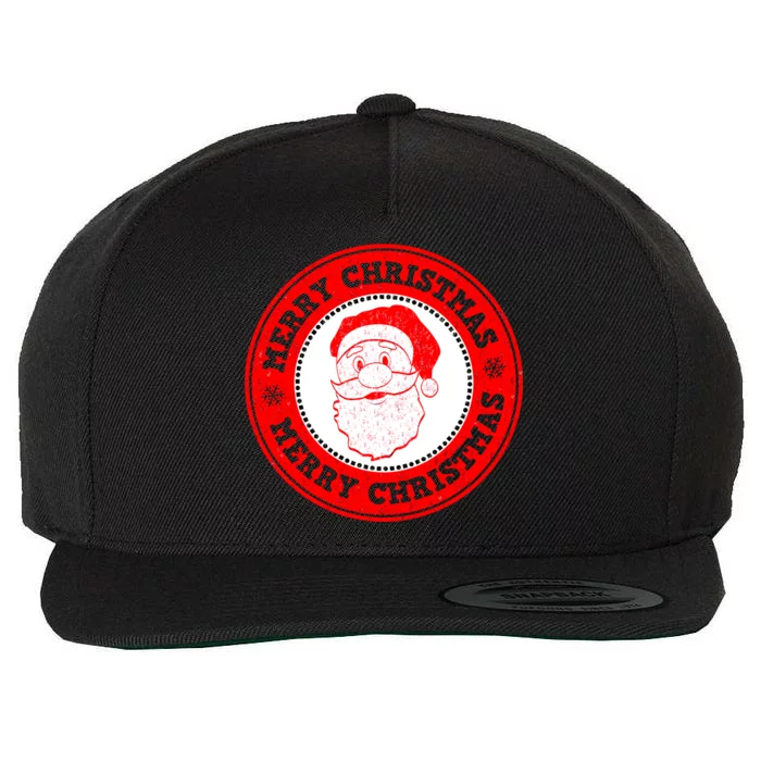 Merry Christmas Santa Claus Distressed Stamp of Approval Wool Snapback Cap