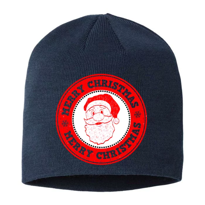 Merry Christmas Santa Claus Distressed Stamp of Approval 8 1/2in Sustainable Knit Beanie