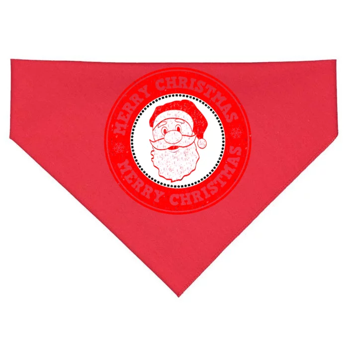 Merry Christmas Santa Claus Distressed Stamp of Approval USA-Made Doggie Bandana