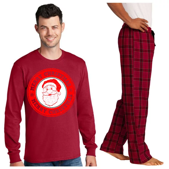 Merry Christmas Santa Claus Distressed Stamp of Approval Long Sleeve Pajama Set