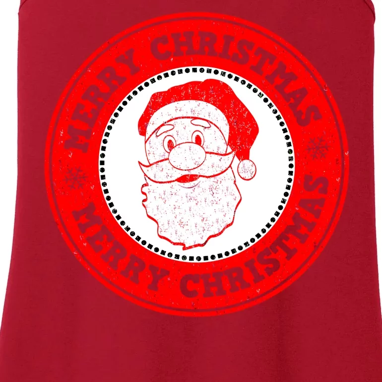 Merry Christmas Santa Claus Distressed Stamp of Approval Ladies Essential Tank