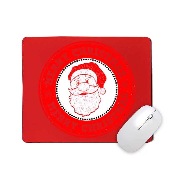 Merry Christmas Santa Claus Distressed Stamp of Approval Mousepad