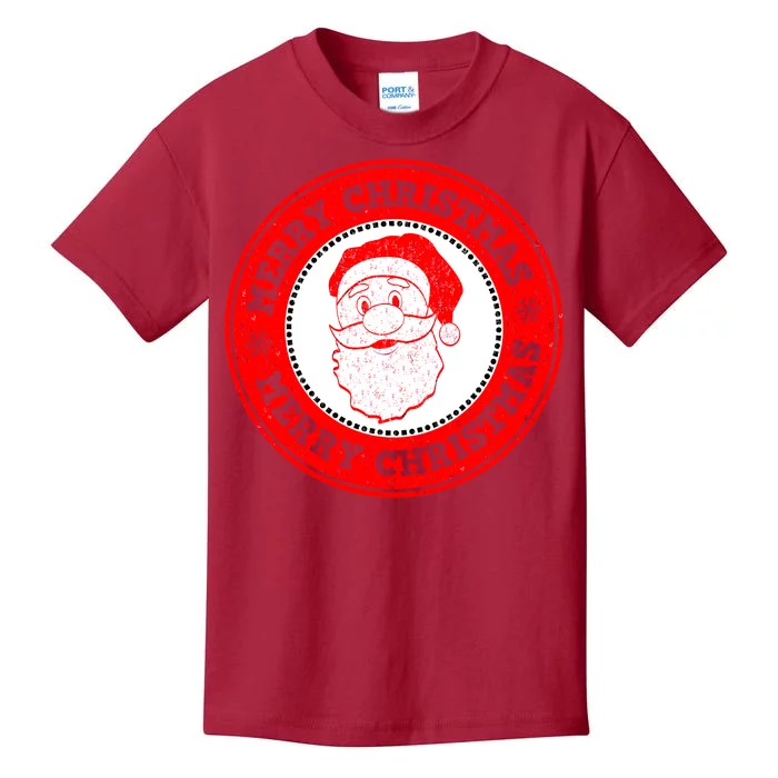 Merry Christmas Santa Claus Distressed Stamp of Approval Kids T-Shirt