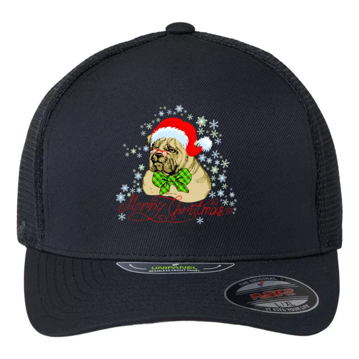 Merry Christmas Santa Pug Flexfit Unipanel Trucker Cap