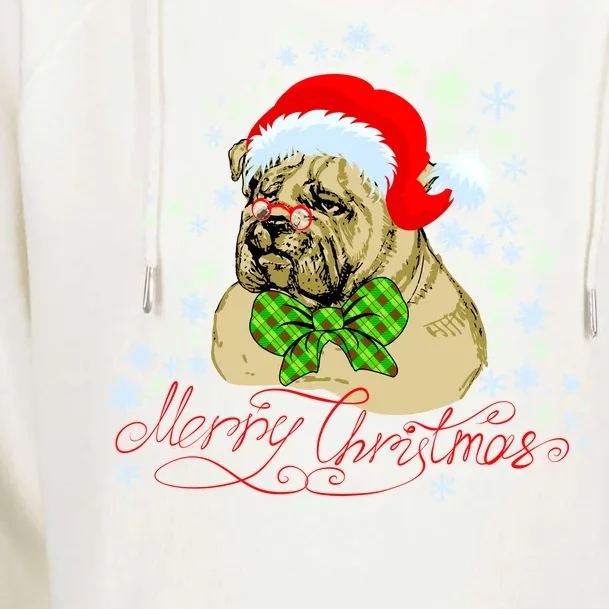 Merry Christmas Santa Pug Womens Funnel Neck Pullover Hood