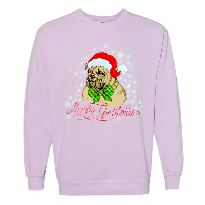 Merry Christmas Santa Pug Garment-Dyed Sweatshirt