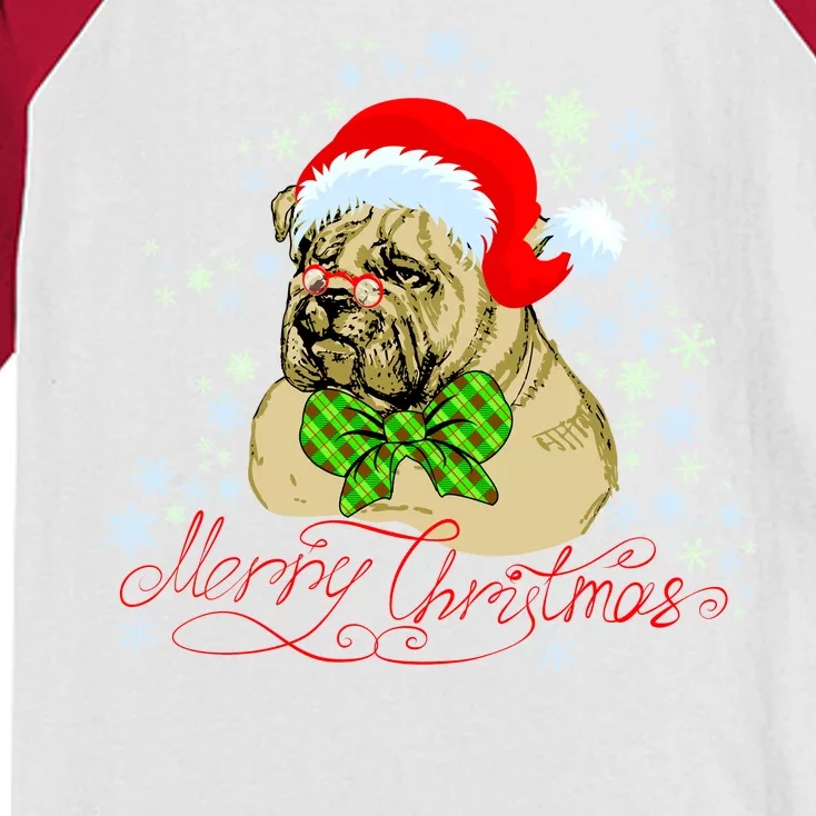 Merry Christmas Santa Pug Kids Colorblock Raglan Jersey