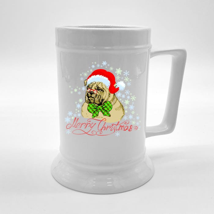 Merry Christmas Santa Pug Front & Back Beer Stein