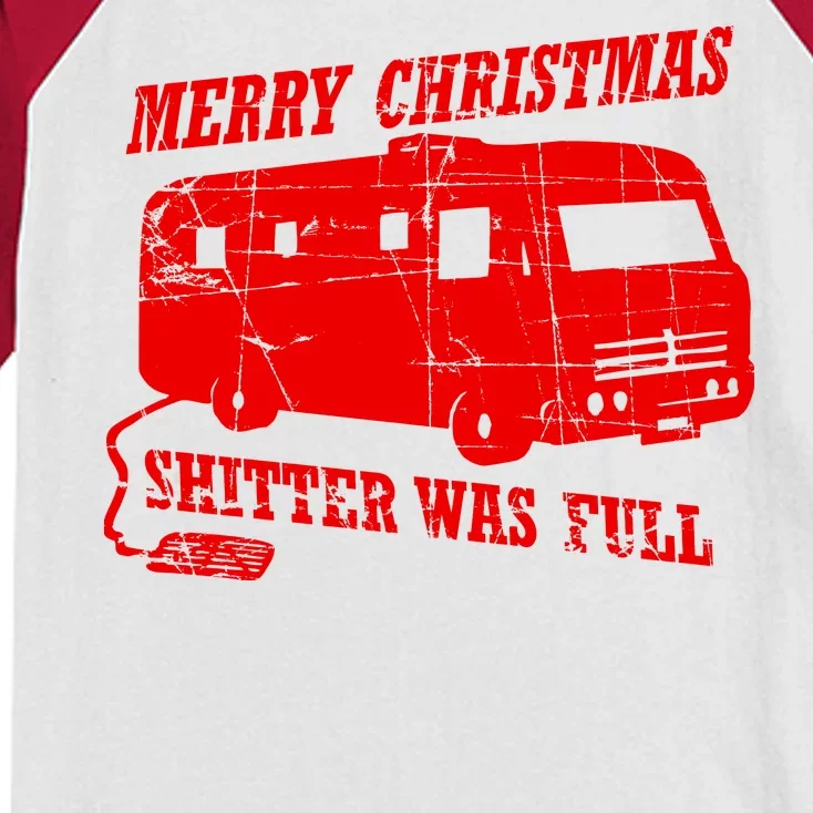 Merry Christmas Shitter Was Full Kids Colorblock Raglan Jersey