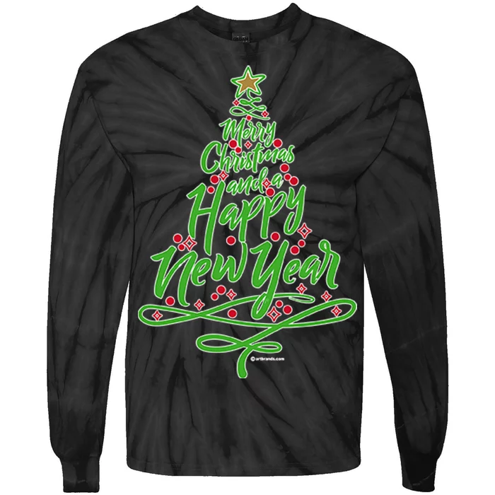 Merry Christmas Tree Tie-Dye Long Sleeve Shirt