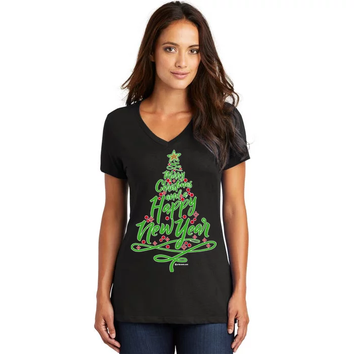 Merry Christmas Tree Women's V-Neck T-Shirt