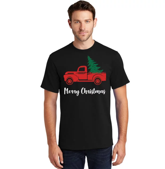 Merry Christmas Tree and Truck Tall T-Shirt