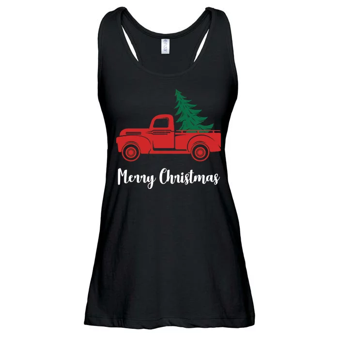 Merry Christmas Tree and Truck Ladies Essential Flowy Tank