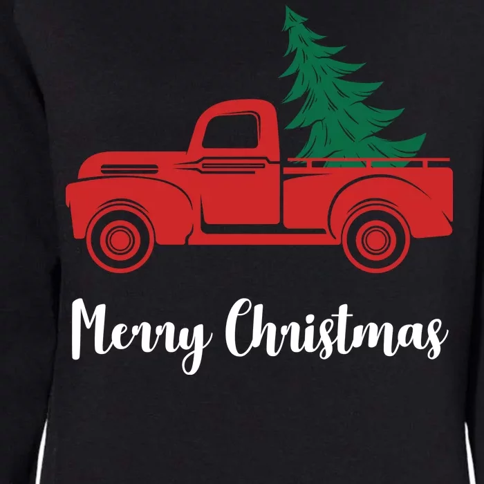 Merry Christmas Tree and Truck Womens California Wash Sweatshirt