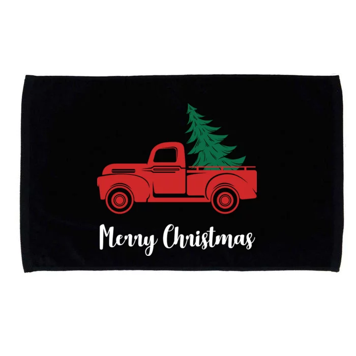 Merry Christmas Tree and Truck Microfiber Hand Towel