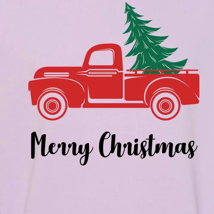 Merry Christmas Tree and Truck Garment-Dyed Sweatshirt