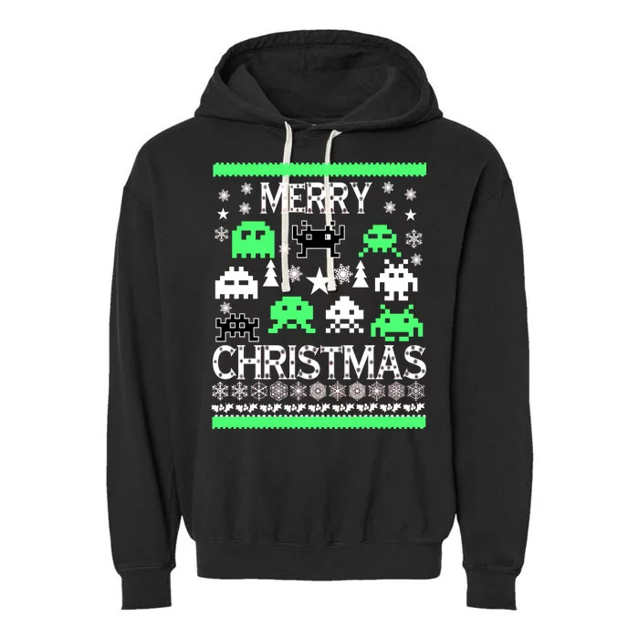 Merry Christmas Ugly Alien Sweater Garment-Dyed Fleece Hoodie