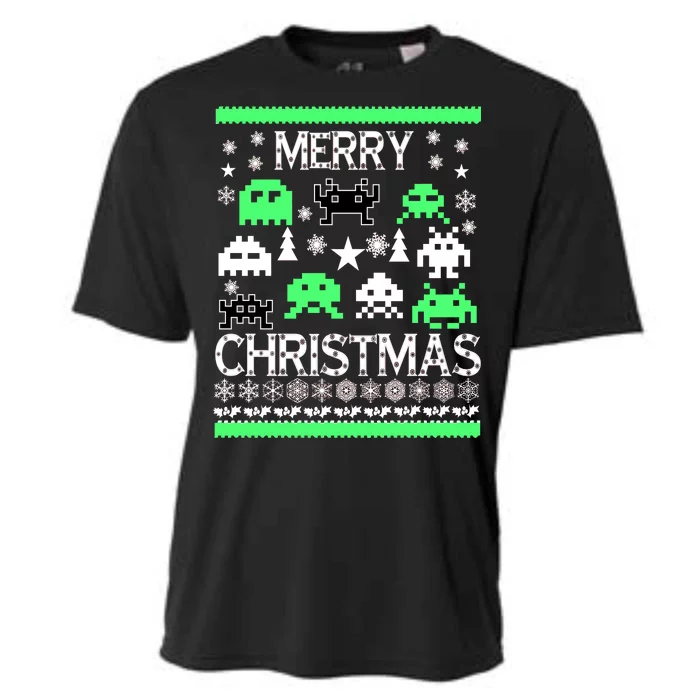 Merry Christmas Ugly Alien Sweater Cooling Performance Crew T-Shirt