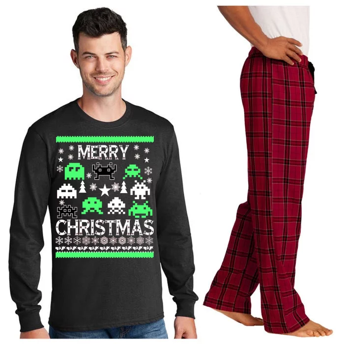 Merry Christmas Ugly Alien Sweater Long Sleeve Pajama Set