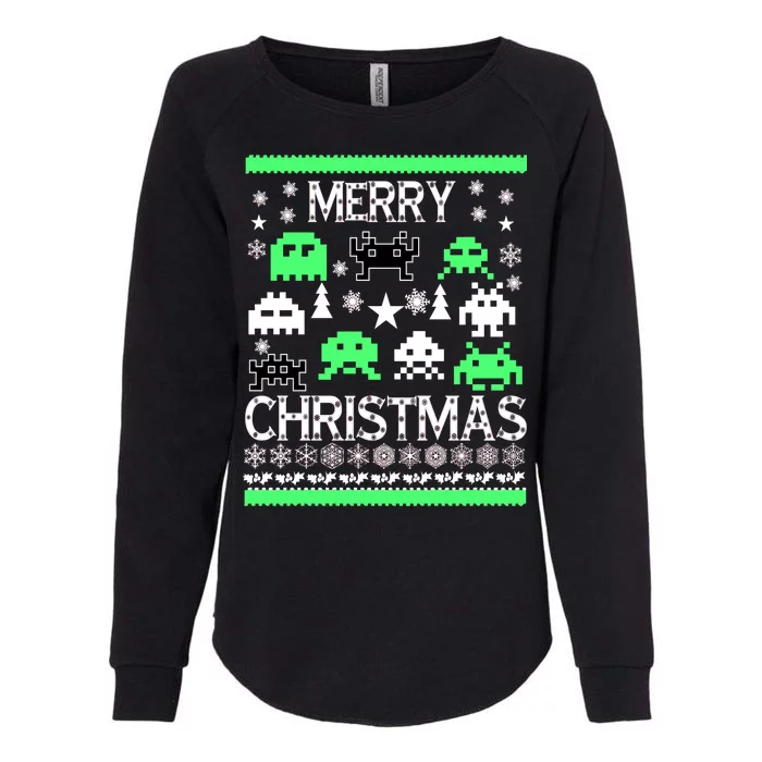 Merry Christmas Ugly Alien Sweater Womens California Wash Sweatshirt