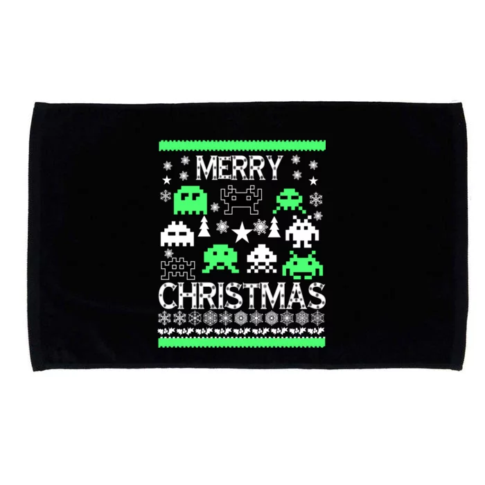 Merry Christmas Ugly Alien Sweater Microfiber Hand Towel