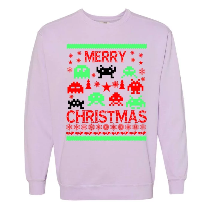 Merry Christmas Ugly Alien Sweater Garment-Dyed Sweatshirt