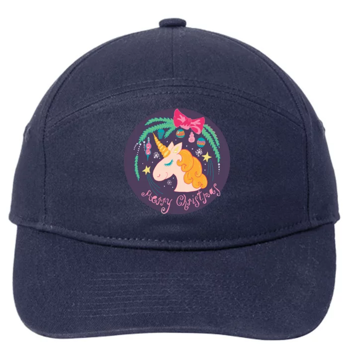 Merry Christmas Unicorn 7-Panel Snapback Hat