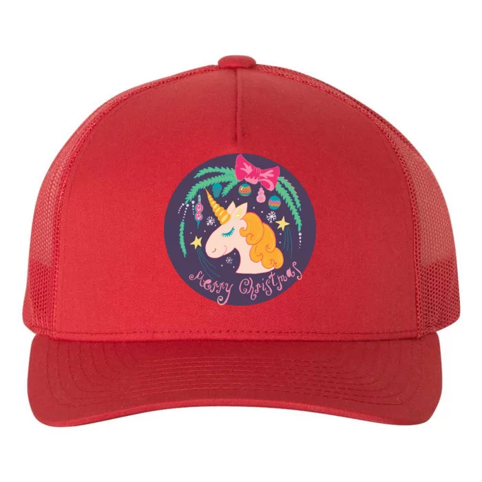 Merry Christmas Unicorn Yupoong Adult 5-Panel Trucker Hat