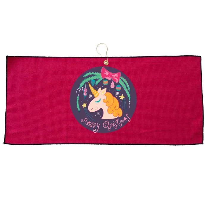 Merry Christmas Unicorn Large Microfiber Waffle Golf Towel