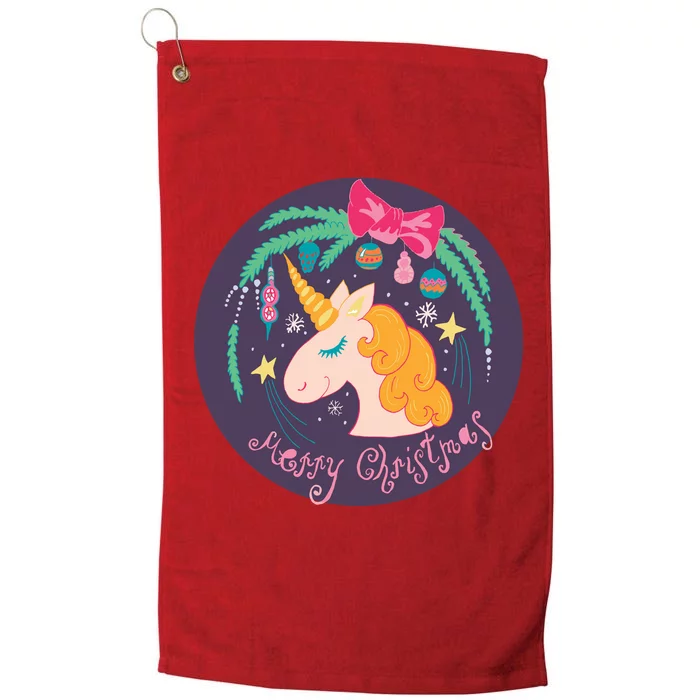 Merry Christmas Unicorn Platinum Collection Golf Towel