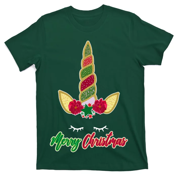 Merry Christmas Unicorn Sparkle T-Shirt