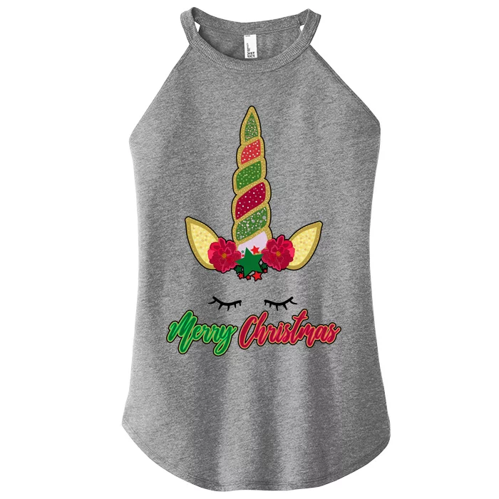 Merry Christmas Unicorn Sparkle Women’s Perfect Tri Rocker Tank