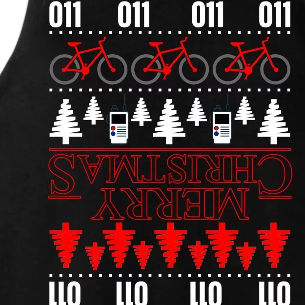 Merry Christmas Upside Down Ugly Sweater Ladies Tri-Blend Wicking Tank