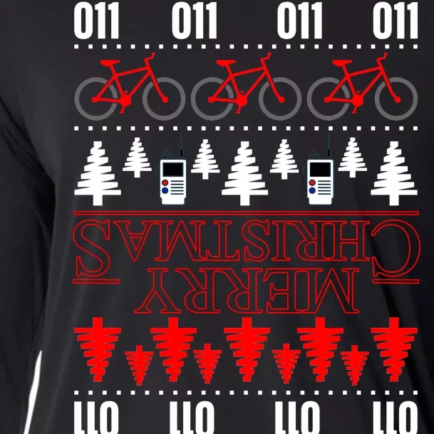 Merry Christmas Upside Down Ugly Sweater Cooling Performance Long Sleeve Crew