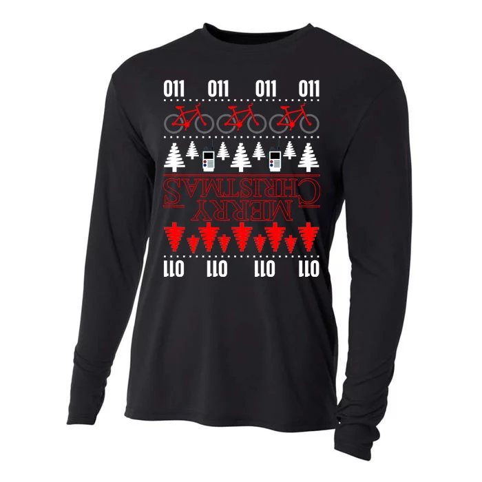 Merry Christmas Upside Down Ugly Sweater Cooling Performance Long Sleeve Crew