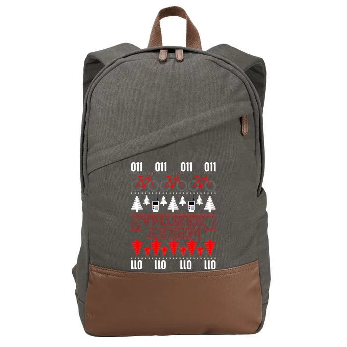 Merry Christmas Upside Down Ugly Sweater Cotton Canvas Backpack