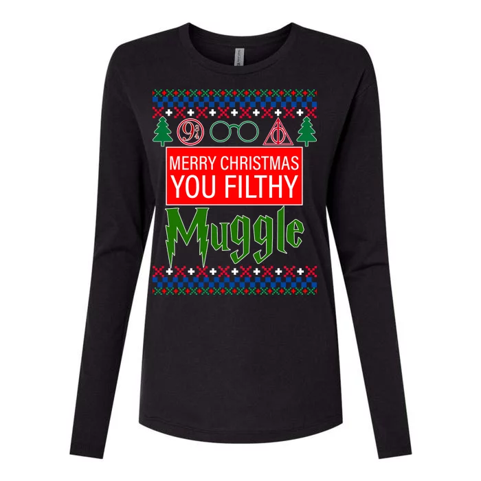 Merry Christmas Ya Filthy Muggle Ugly Sweater Womens Cotton Relaxed Long Sleeve T-Shirt