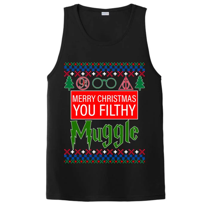 Merry Christmas Ya Filthy Muggle Ugly Sweater Performance Tank