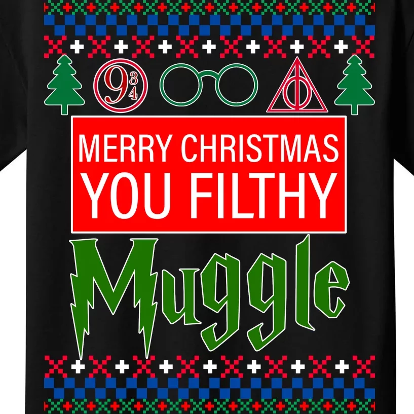 Merry Christmas Ya Filthy Muggle Ugly Sweater Kids T-Shirt