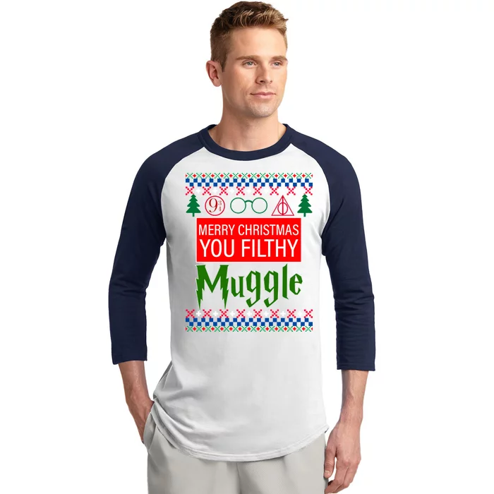 Merry Christmas Ya Filthy Muggle Ugly Sweater Baseball Sleeve Shirt