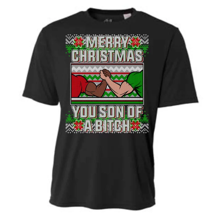 Merry Christmas You Son Of A Btch Ugly Sweater Cooling Performance Crew T-Shirt