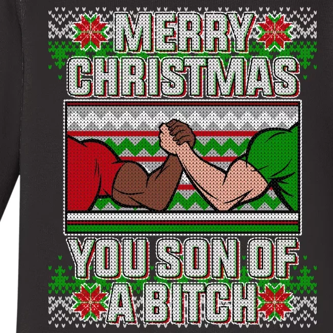 Merry Christmas You Son Of A Btch Ugly Sweater Baby Long Sleeve Bodysuit