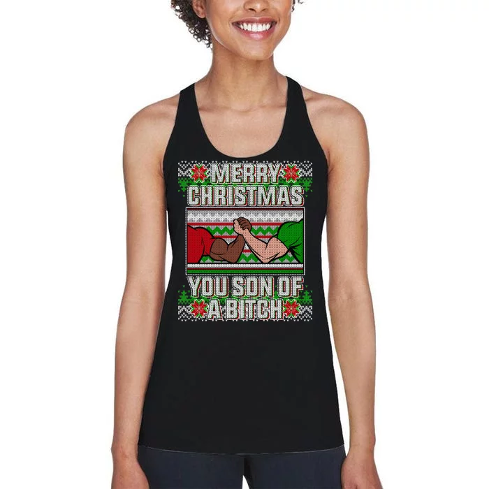 Merry Christmas You Son Of A Btch Ugly Sweater Women's Racerback Tank